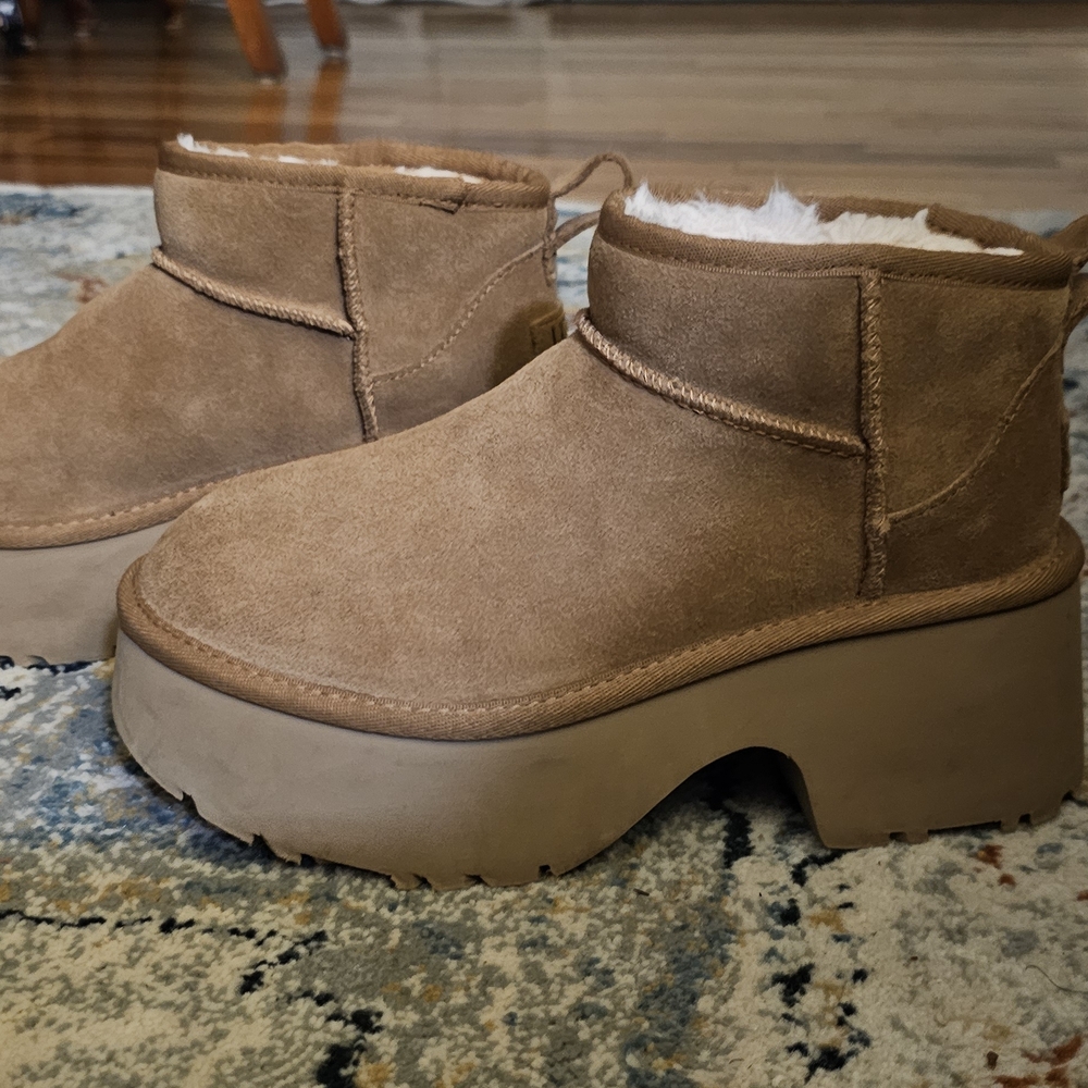 UGG Tan Suede Platform Boots
